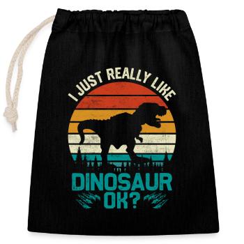 J’aime les dinosaures. - Sac cadeau en coton avec cordon (25 x 30 cm) - noir - Devant