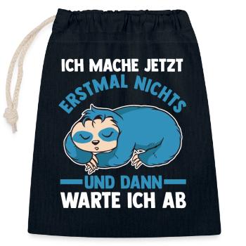Ich Mach Jetzt Erstmal Nichts Faultier - Verschließbarer Geschenkbeutel aus Baumwolle (25x30cm) - Navy - Vorne