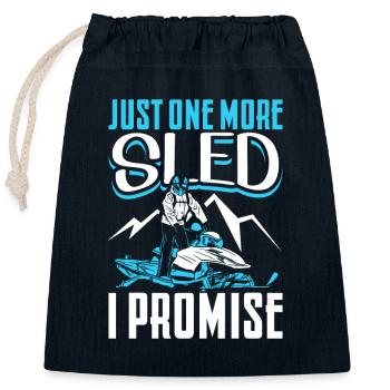 Just one more sled I promise - snowmobiles - Closable cotton gift bag (25x30cm) - navy - Front