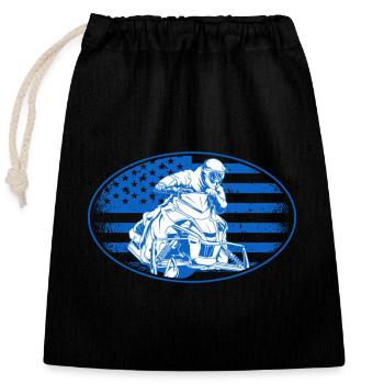 Snowmobile - Closable cotton gift bag (25x30cm) - black - Front