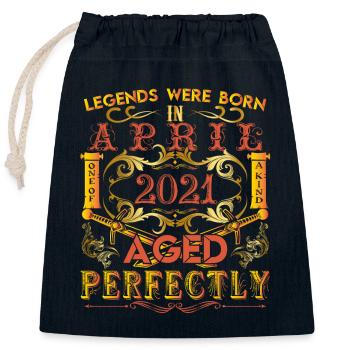 2021 April - Jubiläum 2021 Legenden April - Verschließbarer Geschenkbeutel aus Baumwolle (25x30cm) - Navy - Vorne