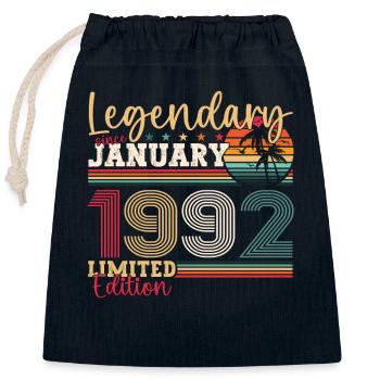 31e anniversaire né en 1992 janvier cadeau homme - Sac cadeau en coton avec cordon (25 x 30 cm) - bleu marine - Devant