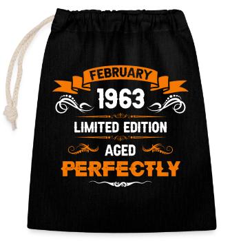Février 1963 Cadeau d’anniversaire vintage - Sac cadeau en coton avec cordon (25 x 30 cm) - noir - Devant