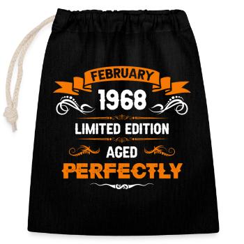 Février 1968 Cadeau d’anniversaire vintage - Sac cadeau en coton avec cordon (25 x 30 cm) - noir - Devant