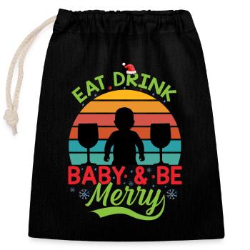 Baby Shirt - Verschließbarer Geschenkbeutel aus Baumwolle (25x30cm) - Schwarz - Vorne