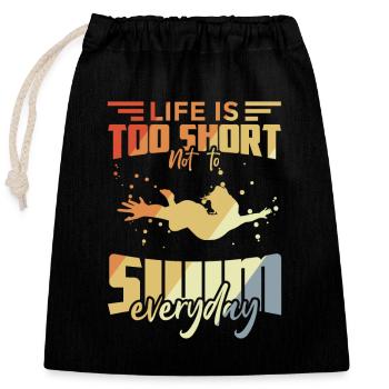 Citations de natation - Sac cadeau en coton avec cordon (25 x 30 cm) - noir - Devant