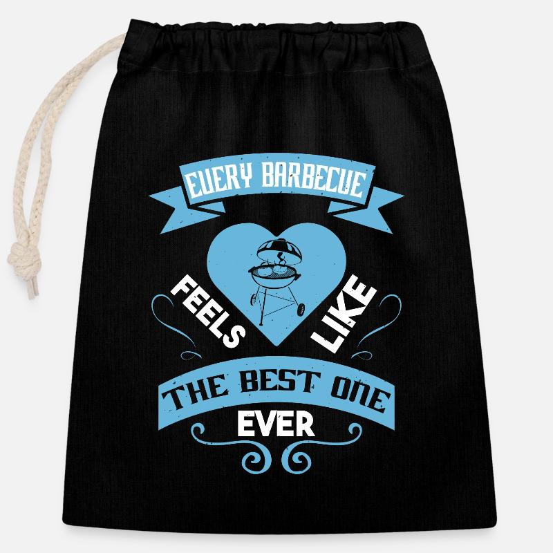 EUERY BARBECUE FEELS LIKE THE BEST ONE EVER - Closable cotton gift bag (25x30cm) - black