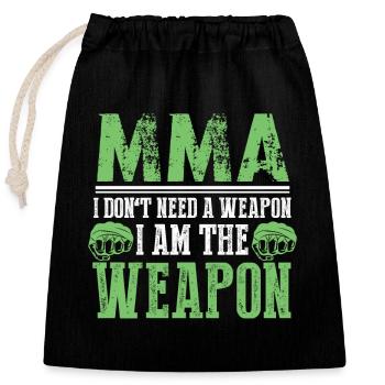 No weapons mma - Closable cotton gift bag (25x30cm) - black - Front