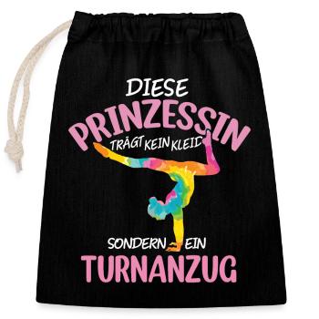 Turnen | Turnerin Gymnastik Turnen Mädchen Frauen - Verschließbarer Geschenkbeutel aus Baumwolle (25x30cm) - Schwarz - Vorne