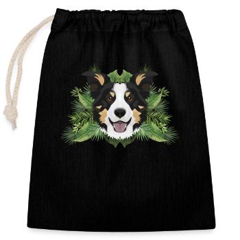 Tropical Border Collie - Verschließbarer Geschenkbeutel aus Baumwolle (25x30cm) - Schwarz - Vorne