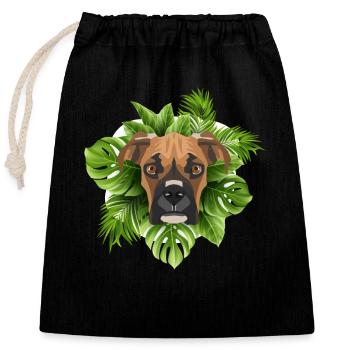 Tropical Deutscher Boxer - Verschließbarer Geschenkbeutel aus Baumwolle (25x30cm) - Schwarz - Vorne