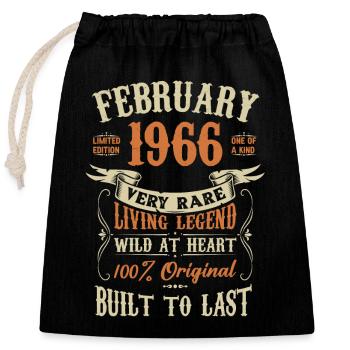 February 1966 Birthday present - Closable cotton gift bag (25x30cm) - black - Front