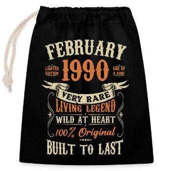 February 1990 Birthday present - Closable cotton gift bag (25x30cm) - black - Front