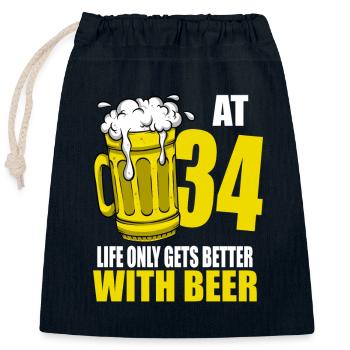 Männer Bier Geburtstag lustig 34 Jahre alt Bierliebhaber - Verschließbarer Geschenkbeutel aus Baumwolle (25x30cm) - Navy - Vorne