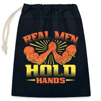Real men hold hands - arm wrestling - Closable cotton gift bag (25x30cm) - navy - Front