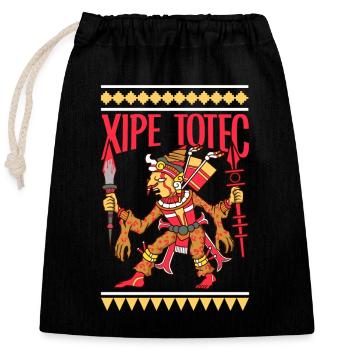Dieu de la végétation aztèque - Xipe Totec - Sac cadeau en coton avec cordon (25 x 30 cm) - noir - Devant