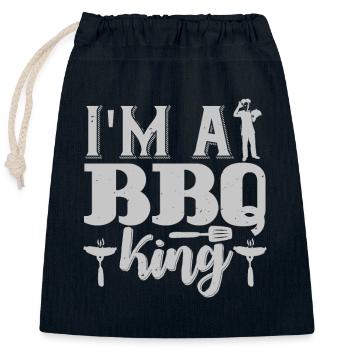 ICH BIN EIN BBQ KING LUSTIG - Verschließbarer Geschenkbeutel aus Baumwolle (25x30cm) - Navy - Vorne