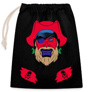 Piratenschädel Design - Verschließbarer Geschenkbeutel aus Baumwolle (25x30cm) - Schwarz - Vorne