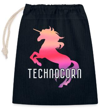 Technocorn Techno Rave Festival Electro Raver - Verschließbarer Geschenkbeutel aus Baumwolle (25x30cm) - Navy - Vorne
