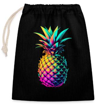 EDM Music Rave Festival Pineapple Techno - Closable cotton gift bag (25x30cm) - black - Front