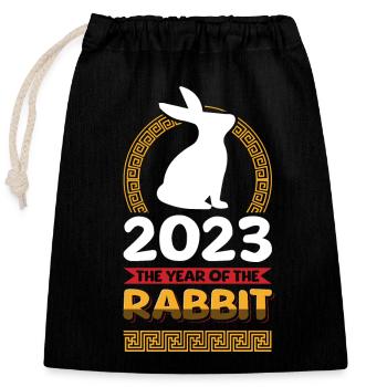 2023 L’année du zodiaque chinois lapin - Sac cadeau en coton avec cordon (25 x 30 cm) - noir - Devant