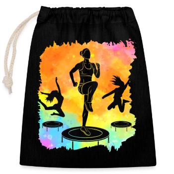 Trampoline - Sac cadeau en coton avec cordon (25 x 30 cm) - noir - Devant