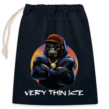 Very Thin Ice / Saying / Coffee Saying - Closable cotton gift bag (25x30cm) - navy - Front