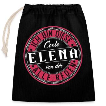 Elena Geschenkidee Geschenk Geburtstag - Verschließbarer Geschenkbeutel aus Baumwolle (25x30cm) - Schwarz - Vorne