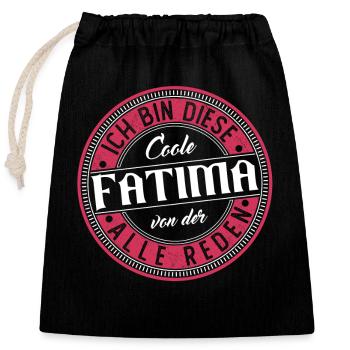 Fatima Geschenkidee Geschenk Geburtstag - Verschließbarer Geschenkbeutel aus Baumwolle (25x30cm) - Schwarz - Vorne