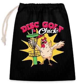 Disc Golf Chick - Sac cadeau en coton avec cordon (25 x 30 cm) - noir - Devant