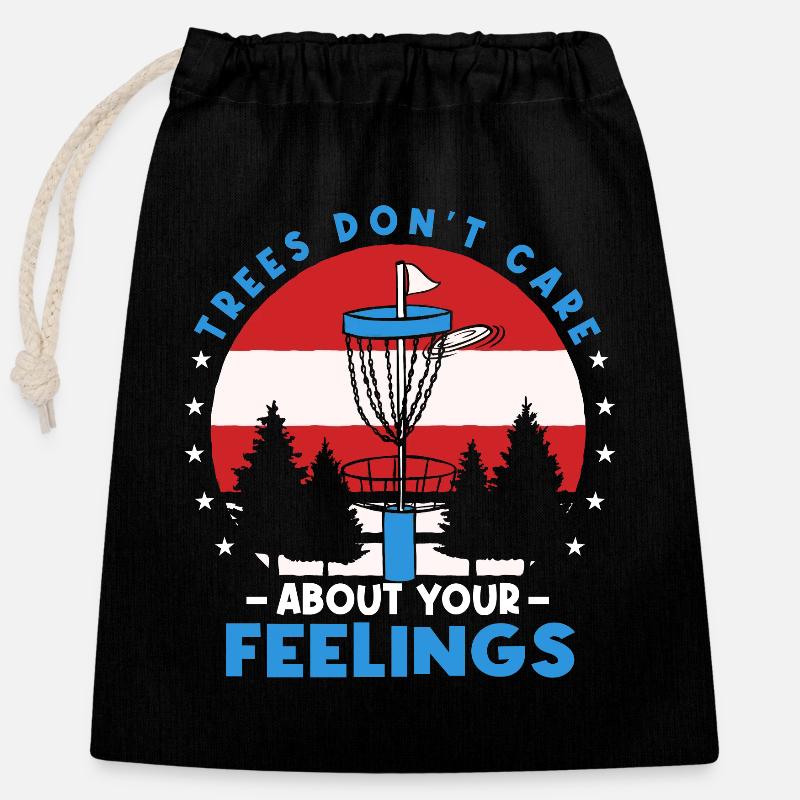 Funny Frisbee Disc Golf Player - Sac cadeau en coton avec cordon (25 x 30 cm) - noir