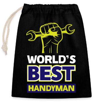 Le meilleur bricoleur du monde - Sac cadeau en coton avec cordon (25 x 30 cm) - noir - Devant