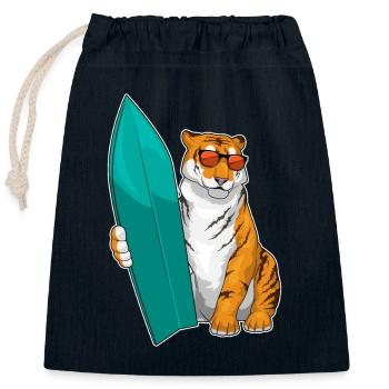 Tiger Surfing Planche de surf Été - Sac cadeau en coton avec cordon (25 x 30 cm) - bleu marine - Devant