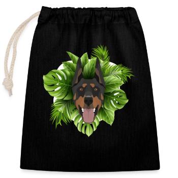 Tropical Dobermann - Verschließbarer Geschenkbeutel aus Baumwolle (25x30cm) - Schwarz - Vorne