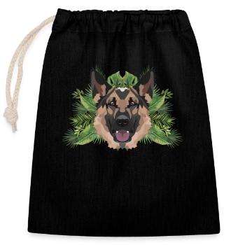 Tropical Deutscher Schäferhund - Verschließbarer Geschenkbeutel aus Baumwolle (25x30cm) - Schwarz - Vorne