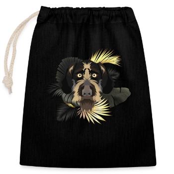 Goldener Hund Deutsch Drahthaar - Verschließbarer Geschenkbeutel aus Baumwolle (25x30cm) - Schwarz - Vorne