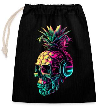 EDM Music Rave Festival Pineapple Techno - Closable cotton gift bag (25x30cm) - black - Front