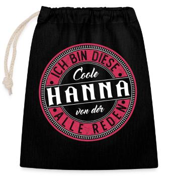 Hanna Geschenkidee Geschenk Geburtstag - Verschließbarer Geschenkbeutel aus Baumwolle (25x30cm) - Schwarz - Vorne