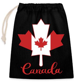 Kanada Ahorn Blatt Canada Maple Leaf Flagge - Verschließbarer Geschenkbeutel aus Baumwolle (25x30cm) - Schwarz - Vorne