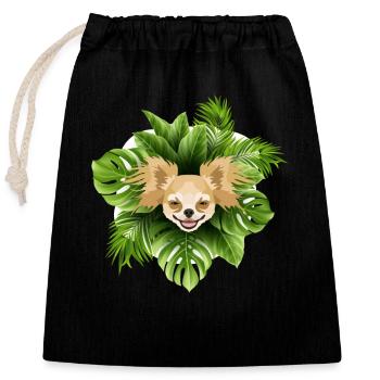 Tropical Chihuahua - Verschließbarer Geschenkbeutel aus Baumwolle (25x30cm) - Schwarz - Vorne