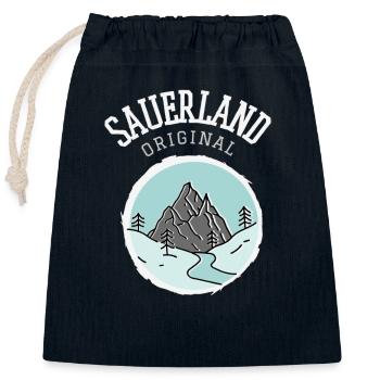 Sauerland Original | Dorfkind Wandern Wintersport - Verschließbarer Geschenkbeutel aus Baumwolle (25x30cm) - Navy - Vorne
