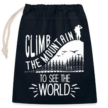 Erklimmen Sie den Berg, um die Welt zu sehen - Verschließbarer Geschenkbeutel aus Baumwolle (25x30cm) - Navy - Vorne
