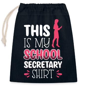 Voici ma chemise de secrétaire d’école - Sac cadeau en coton avec cordon (25 x 30 cm) - bleu marine - Devant