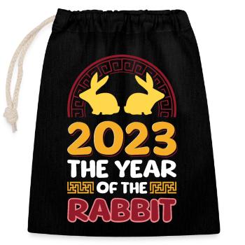 2023 L’année du zodiaque chinois lapin - Sac cadeau en coton avec cordon (25 x 30 cm) - noir - Devant