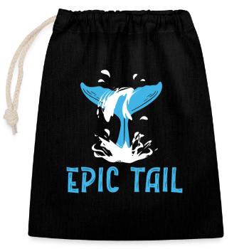 Whale Watching Epic Tail Funny Marine Mammal - Closable cotton gift bag (25x30cm) - black - Front