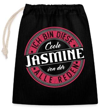 Jasmine Geschenkidee Geschenk Geburtstag - Verschließbarer Geschenkbeutel aus Baumwolle (25x30cm) - Schwarz - Vorne