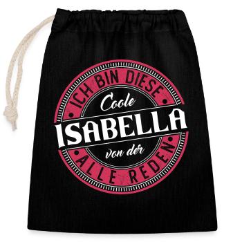 Isabella Geschenkidee Geschenk Geburtstag - Verschließbarer Geschenkbeutel aus Baumwolle (25x30cm) - Schwarz - Vorne