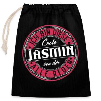 Jasmin Geschenkidee Geschenk Geburtstag - Verschließbarer Geschenkbeutel aus Baumwolle (25x30cm) - Schwarz - Vorne