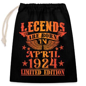 Anniversaire Avril 1924 Edition Limitée Millésime - Sac cadeau en coton avec cordon (25 x 30 cm) - noir - Devant