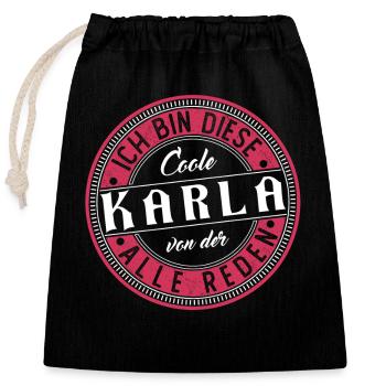 Karla Geschenkidee Geschenk Geburtstag - Verschließbarer Geschenkbeutel aus Baumwolle (25x30cm) - Schwarz - Vorne